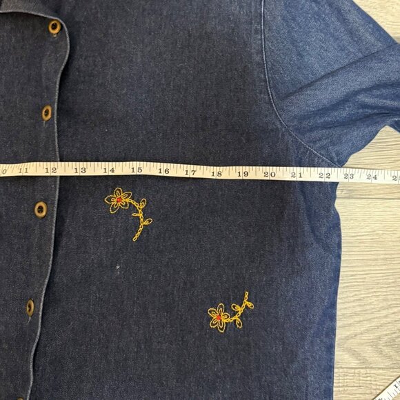 Cervelle Denim Maxi Dress 2 Piece Set Sz L Blue Jean VTG Embroidered Lagenlook - Picture 14 of 16